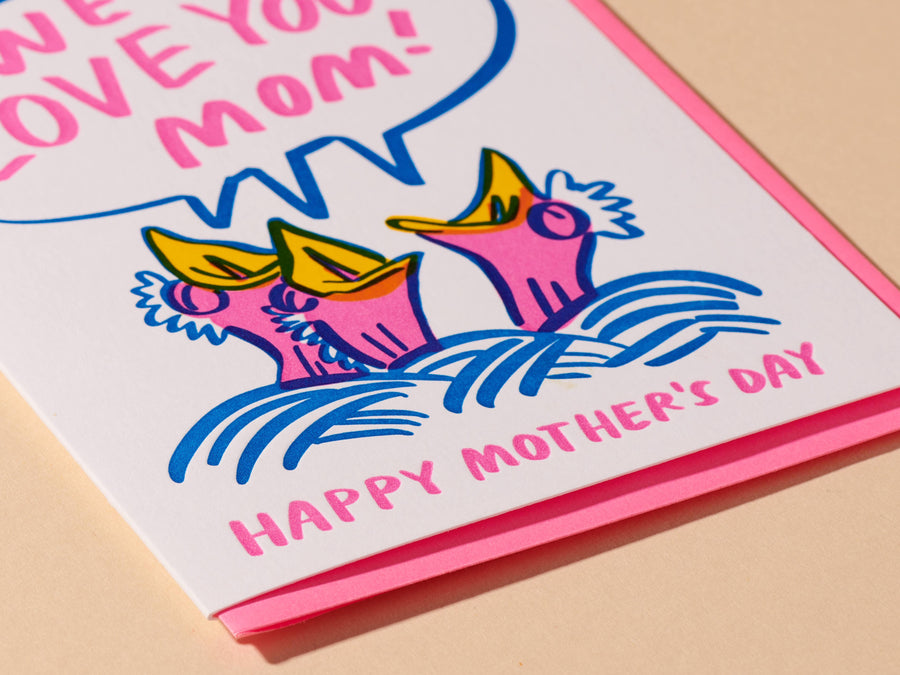We Love You Mom Letterpress Mother's Day Card