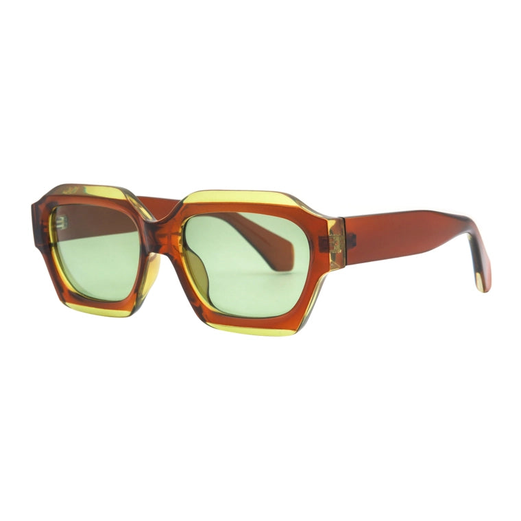 Brown & Green MONA Blue Lense Glasses