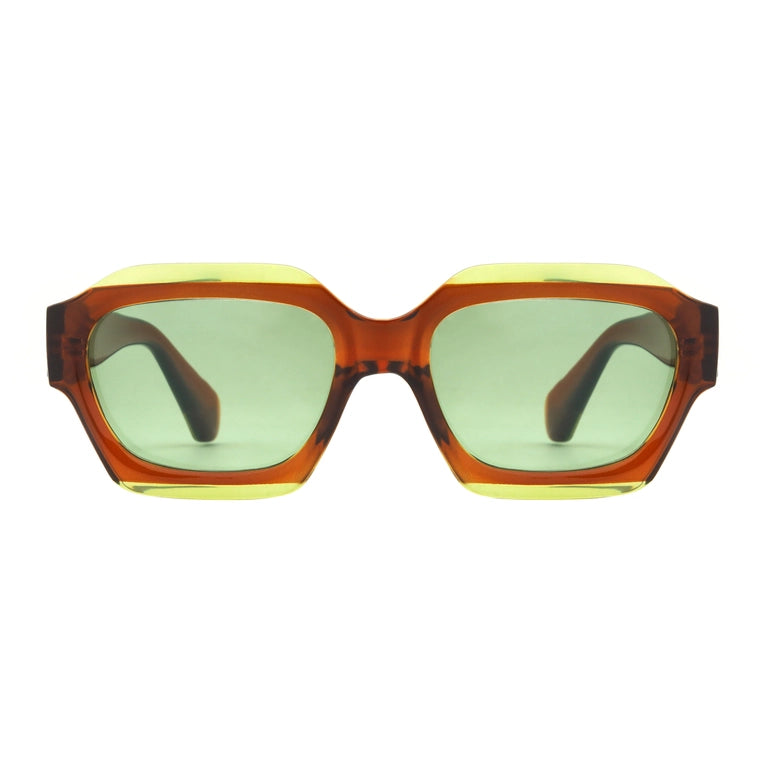 Brown & Green MONA Blue Lense Glasses