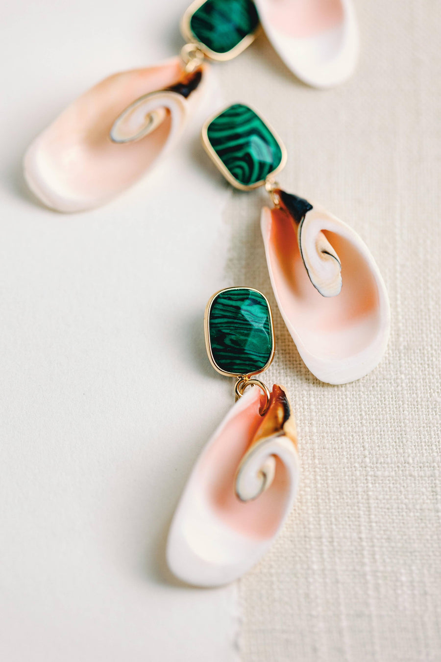Green Malachite Shell Earrings