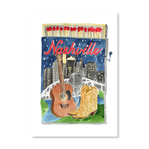 Nashville Matchbook Watercolor Print