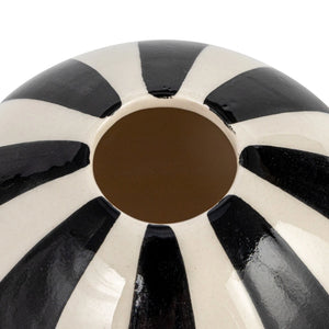 Round Black and White Stripe Vase
