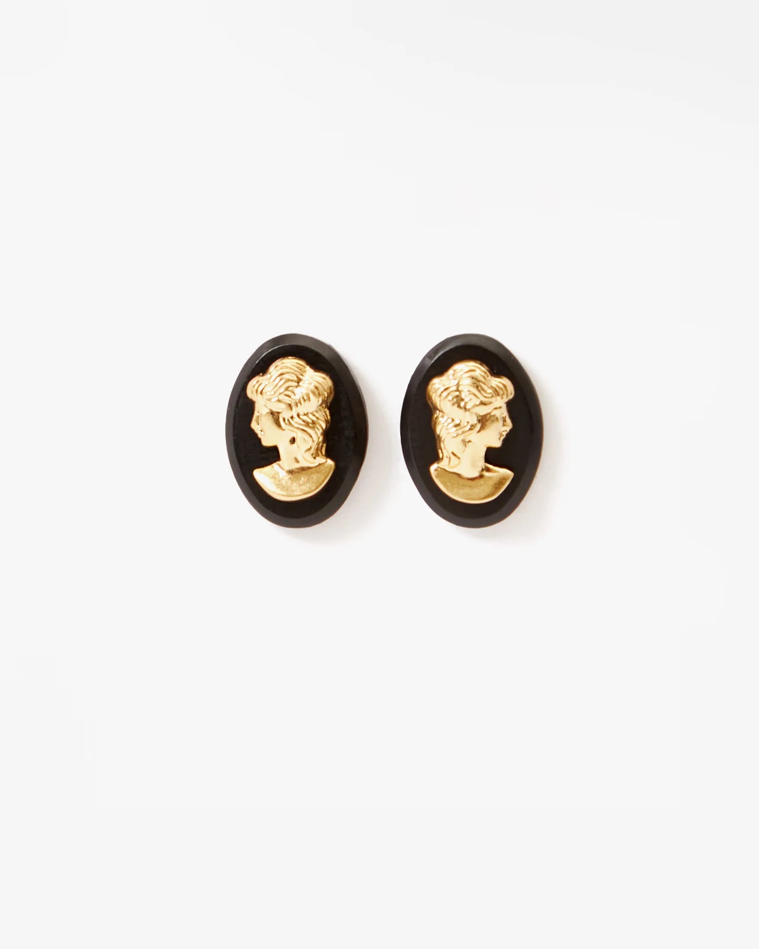 Black & Gold Cameo Studs - Box Turtle