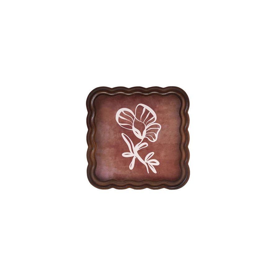 Dark Brown Rubberwood Scalloped Frame - Box Turtle