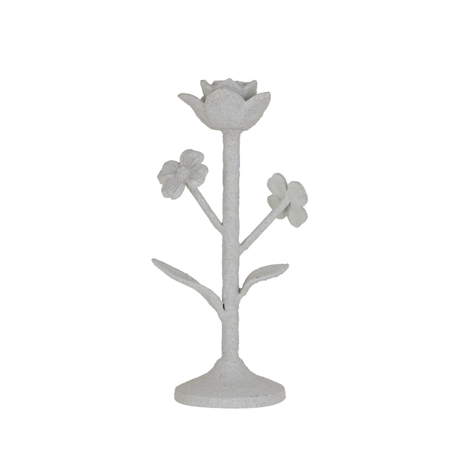 White Flower Taper Holder