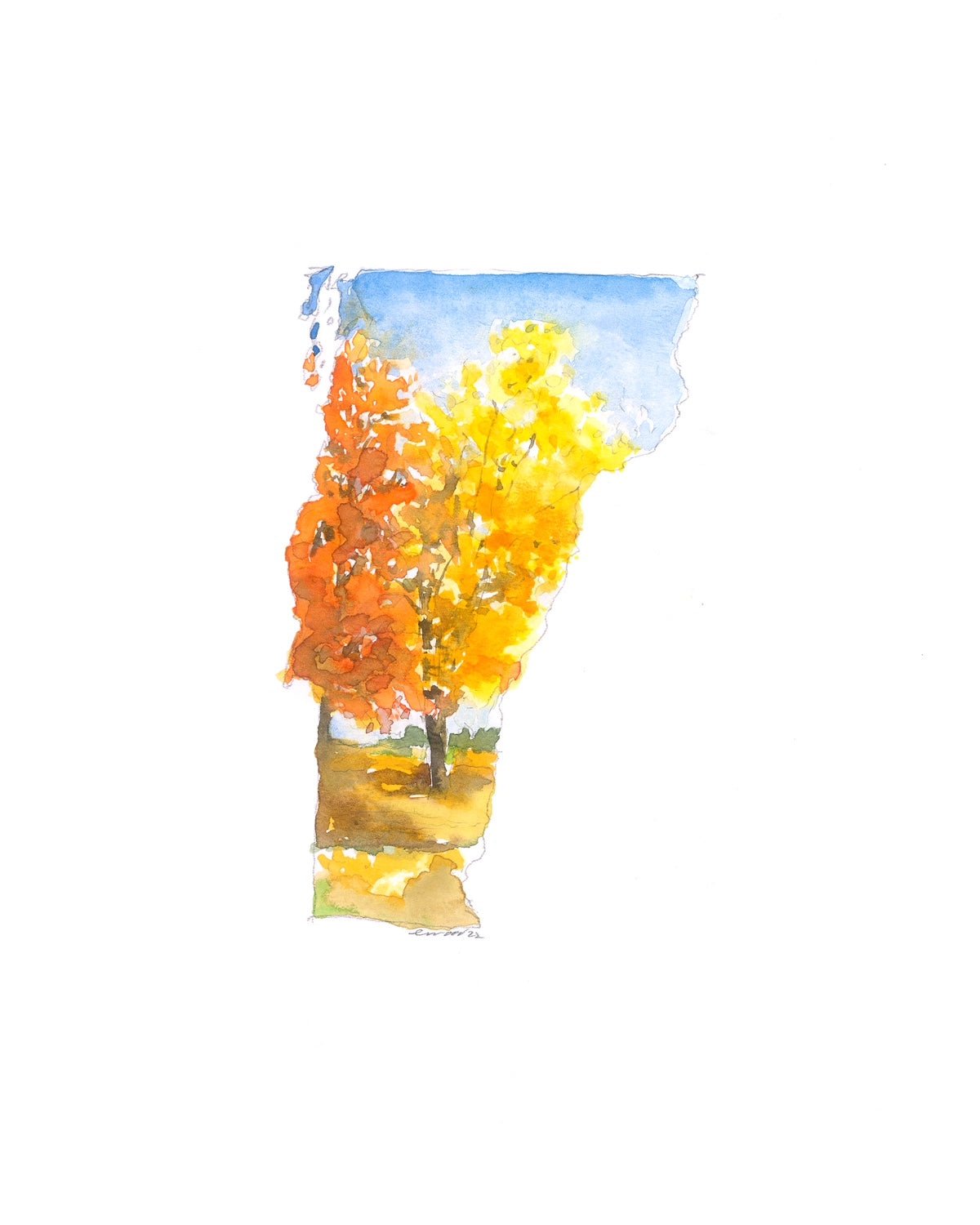 Emily Wood State Tree Watercolor Prints - Box Turtle