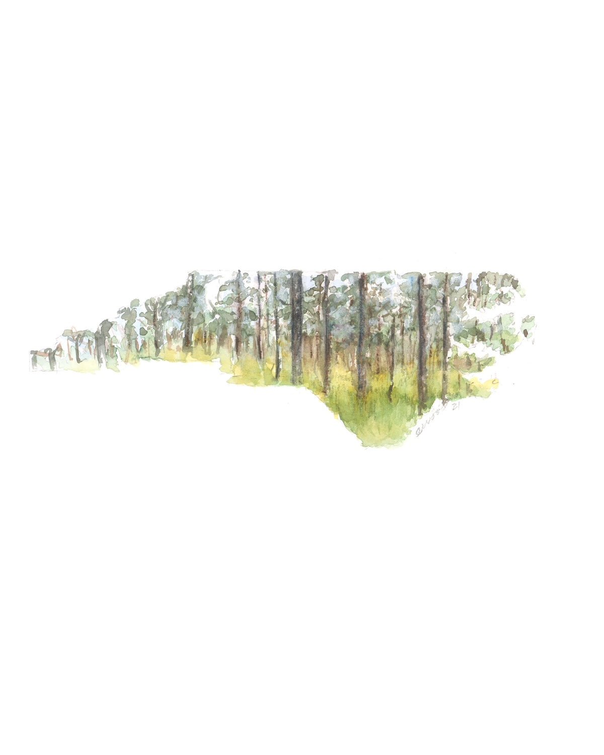 Emily Wood State Tree Watercolor Prints - Box Turtle