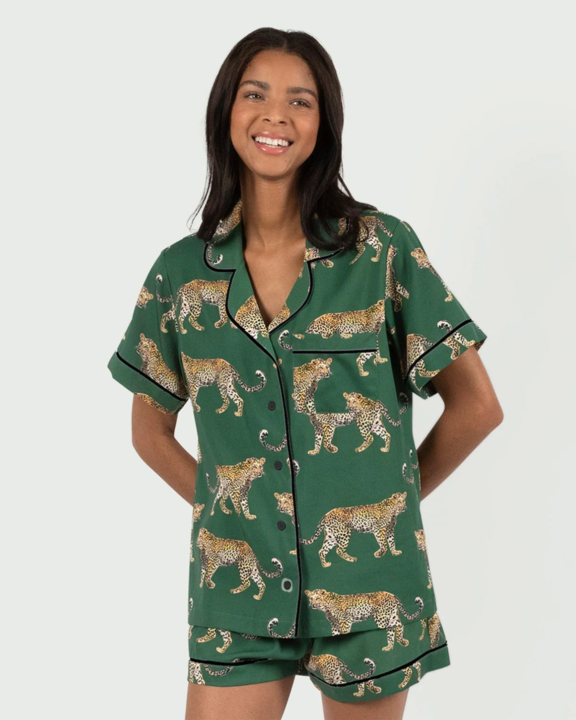 Green Cheetah Pajama Set