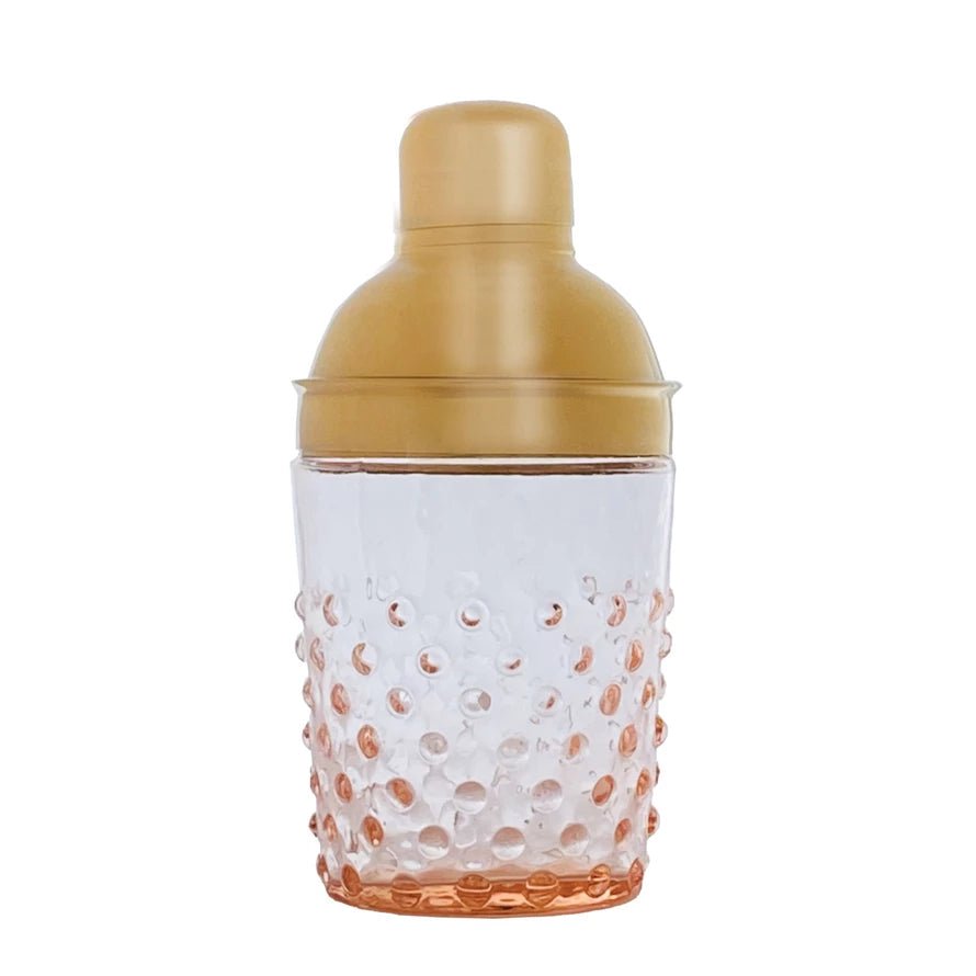 Pink Glass & Steel Hobnail Cocktail Shaker - Box Turtle