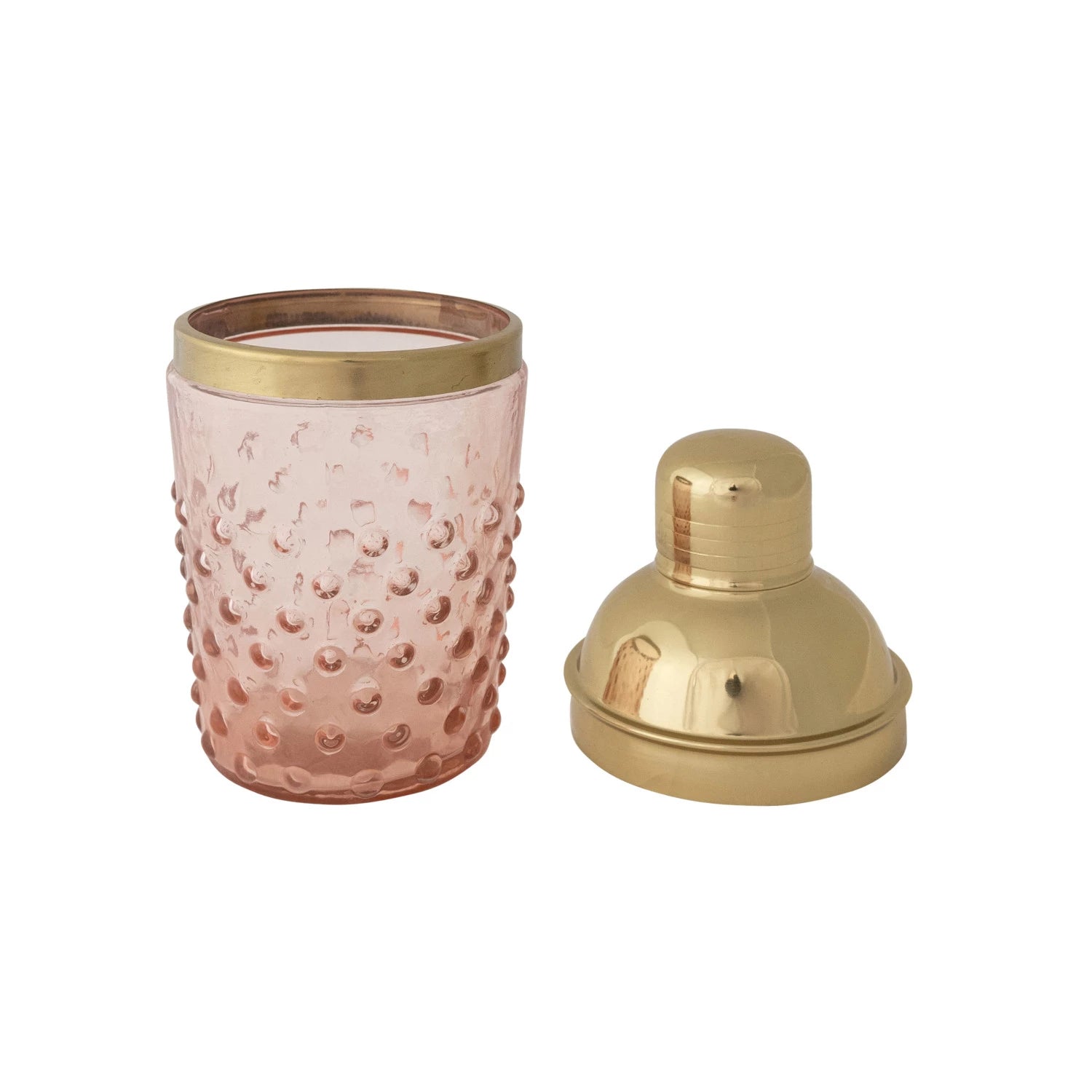 Pink Glass & Steel Hobnail Cocktail Shaker - Box Turtle