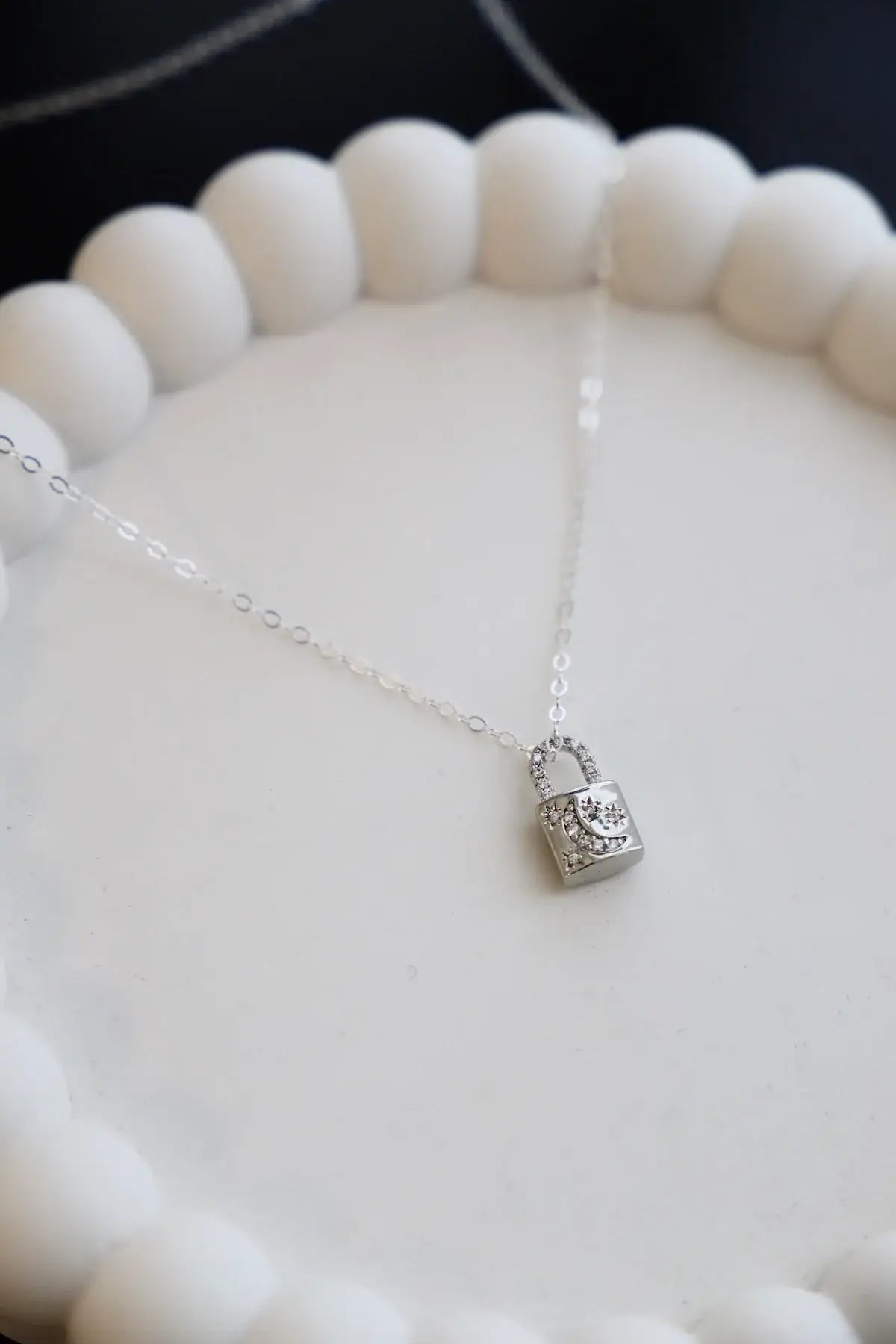 Silver Celestial Lock Charm Necklace - Box Turtle