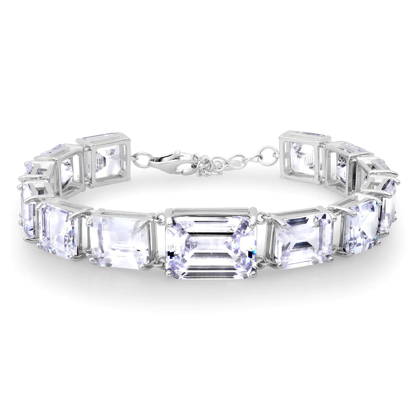 Silver Emerald Cut Bracelet - Box Turtle