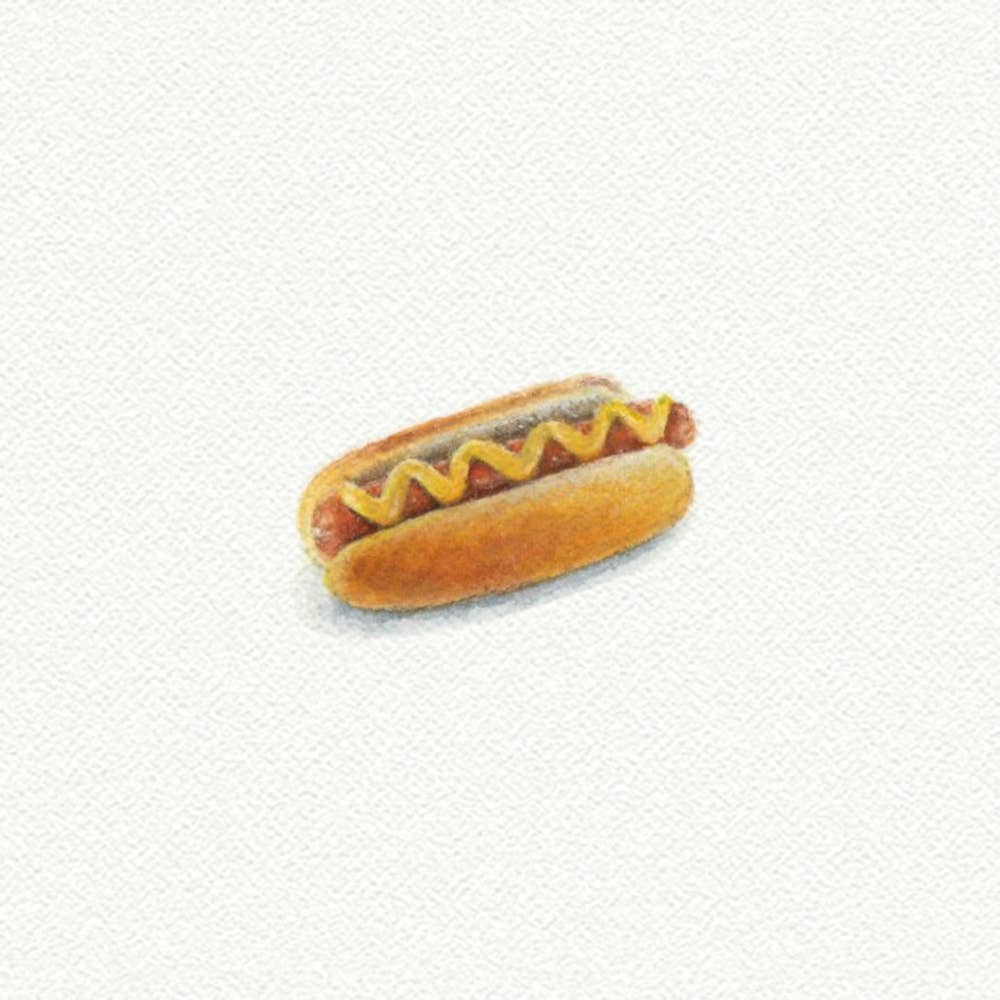 Hot Dog Miniature Watercolor Print