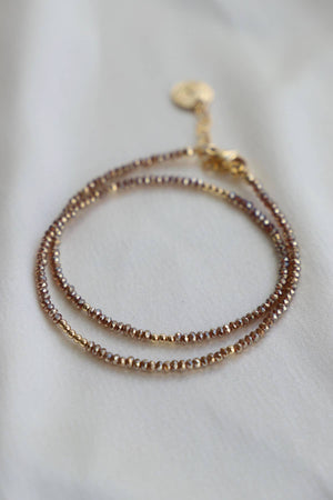 Saffron Crystal Necklace/Double Wrap Bracelet
