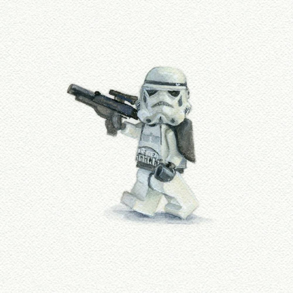 Lego Storm Trooper Miniature Watercolor Print