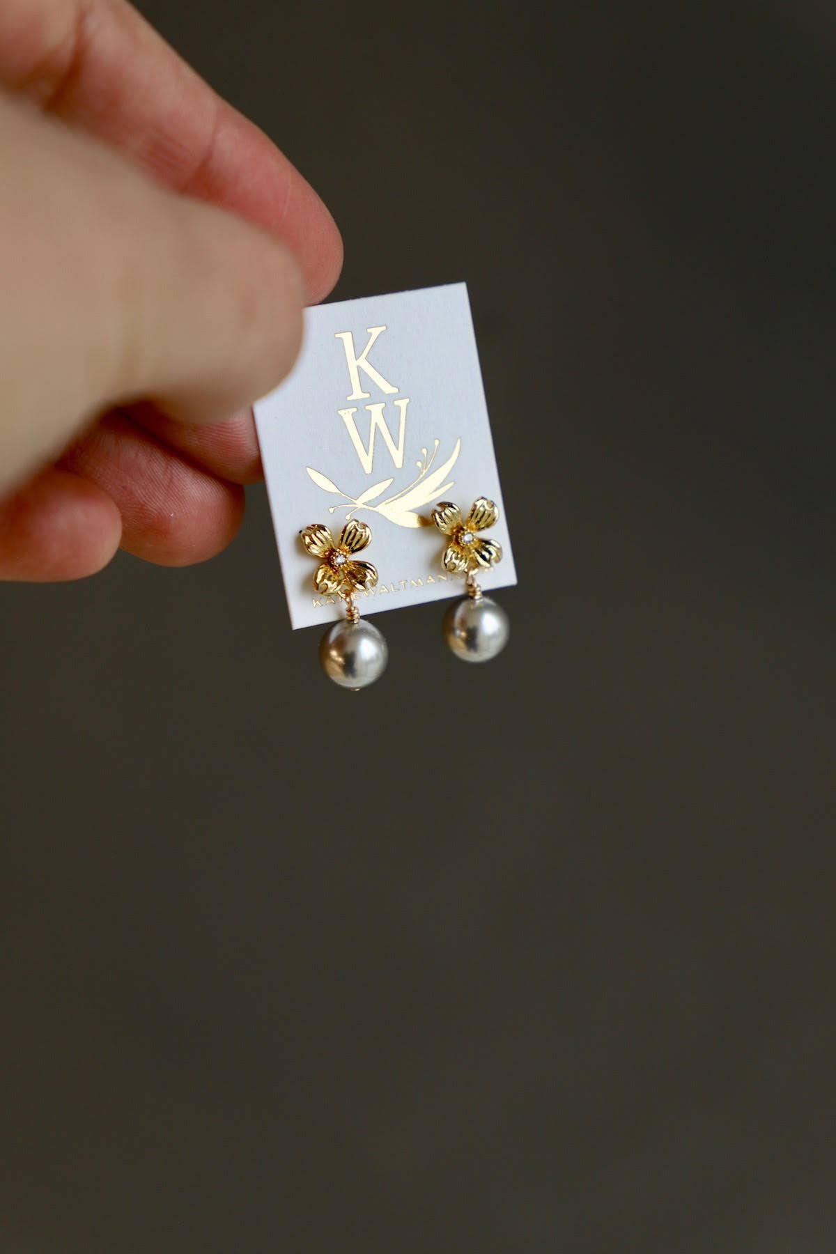 Gold Primrose Pearl Earrings