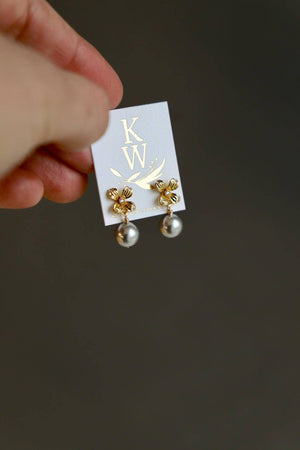 Gold Primrose Pearl Earrings