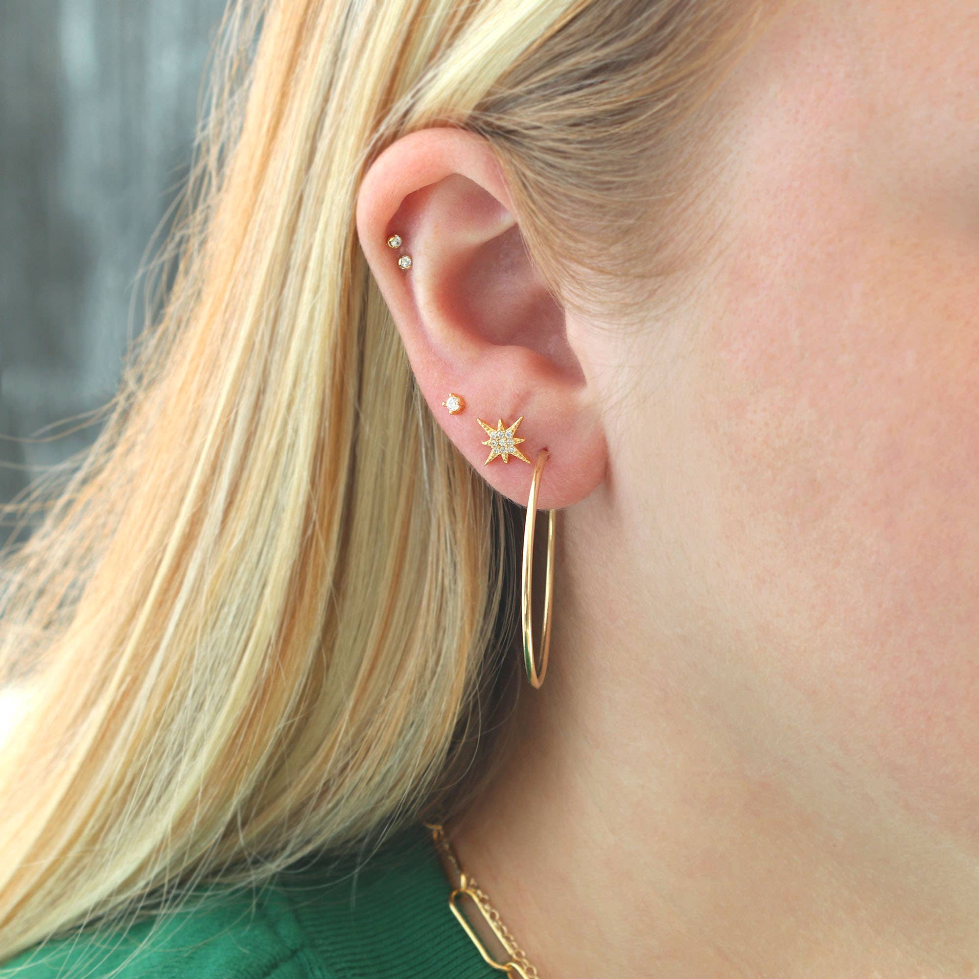 Gold Starburst Crystal Studs