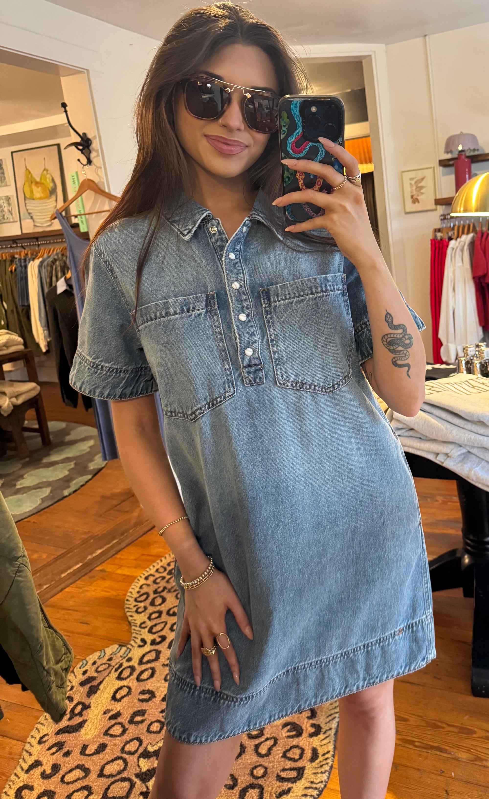 Faded Lupita Short Sleeve Henley Dress
