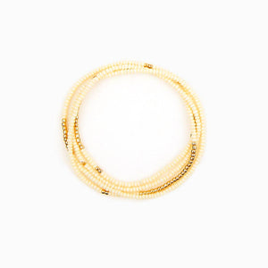 Gold Bead Stretch Necklace Wrap Bracelet
