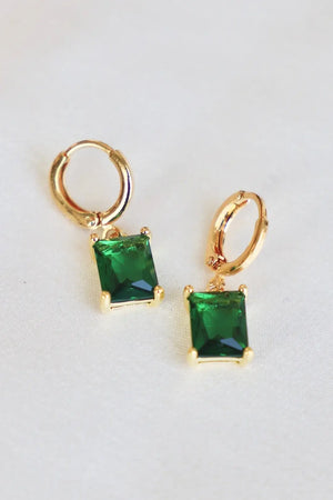 Rectangle Emerald Huggie