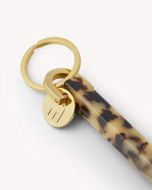 Blonde Tortoise & Gold Bar Keychain