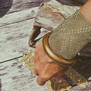 Large Woven Brass Mesh Bracelet