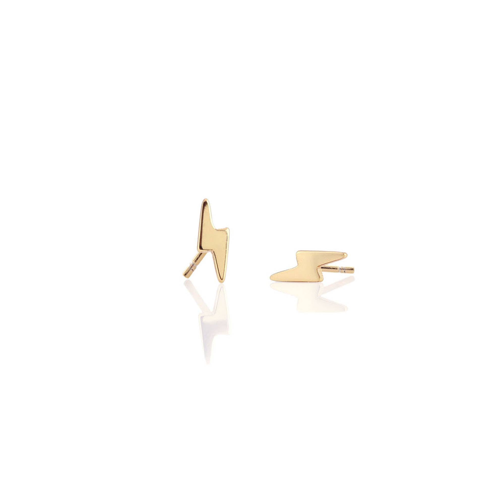 Gold Lightning Bolt Studs