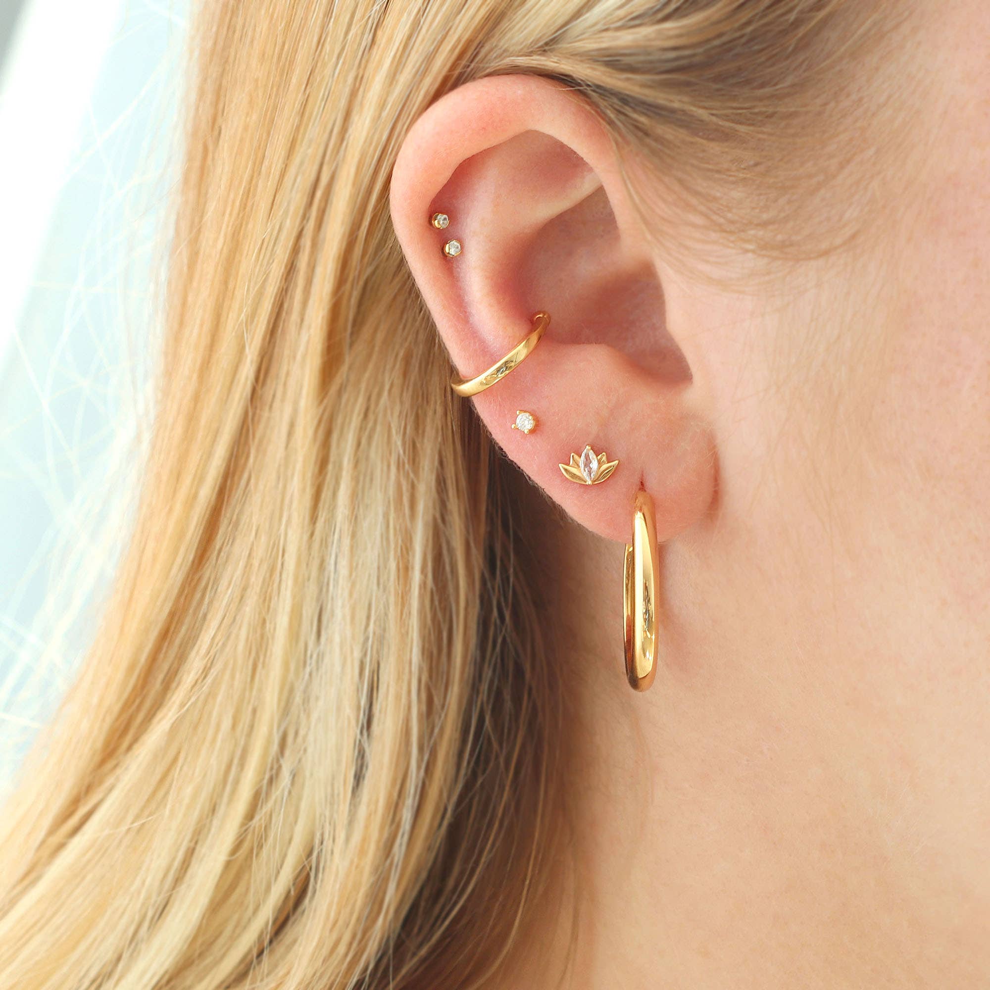 Gold Lotus Crystal Studs