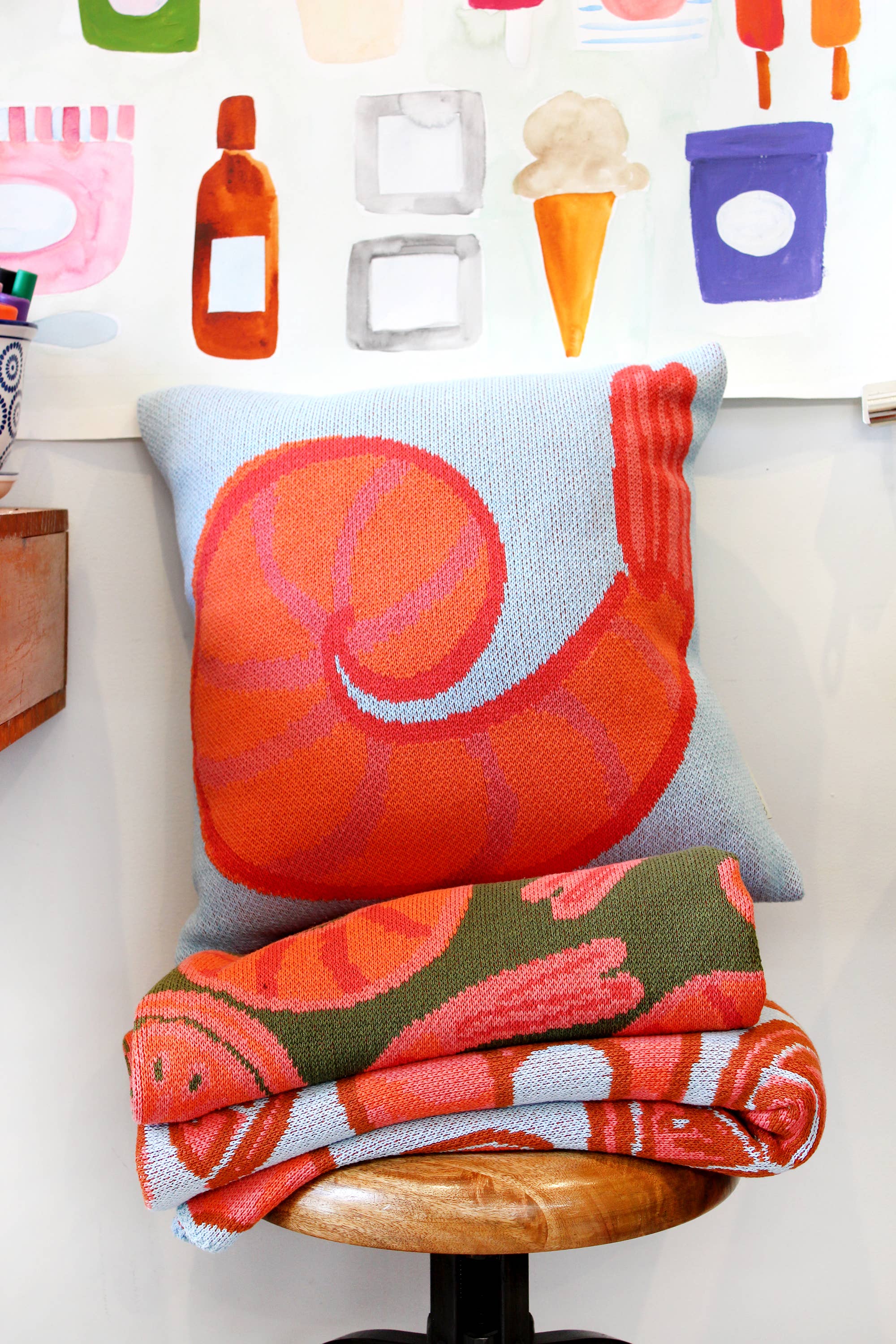 Shrimp Cocktail Knit Throw Blanket 