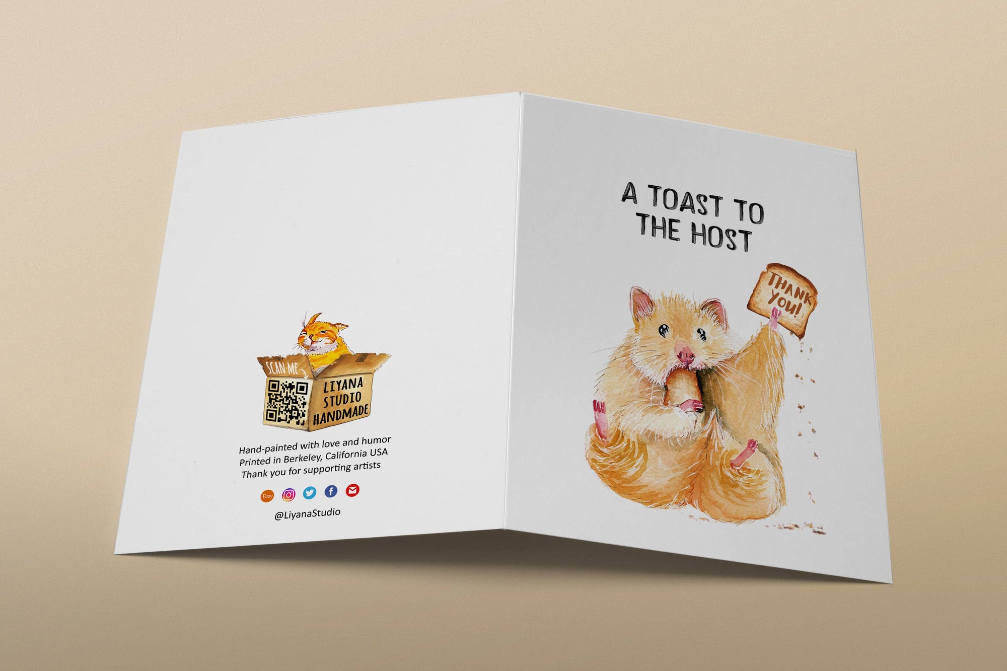 Hamster Toast To The Host - Funny Thank You Card