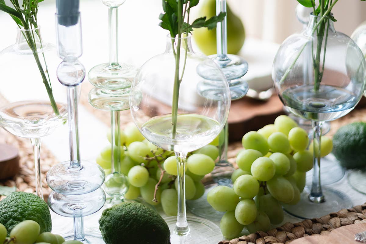 Clear Wine Glass Shaped Flower Vase, Medium