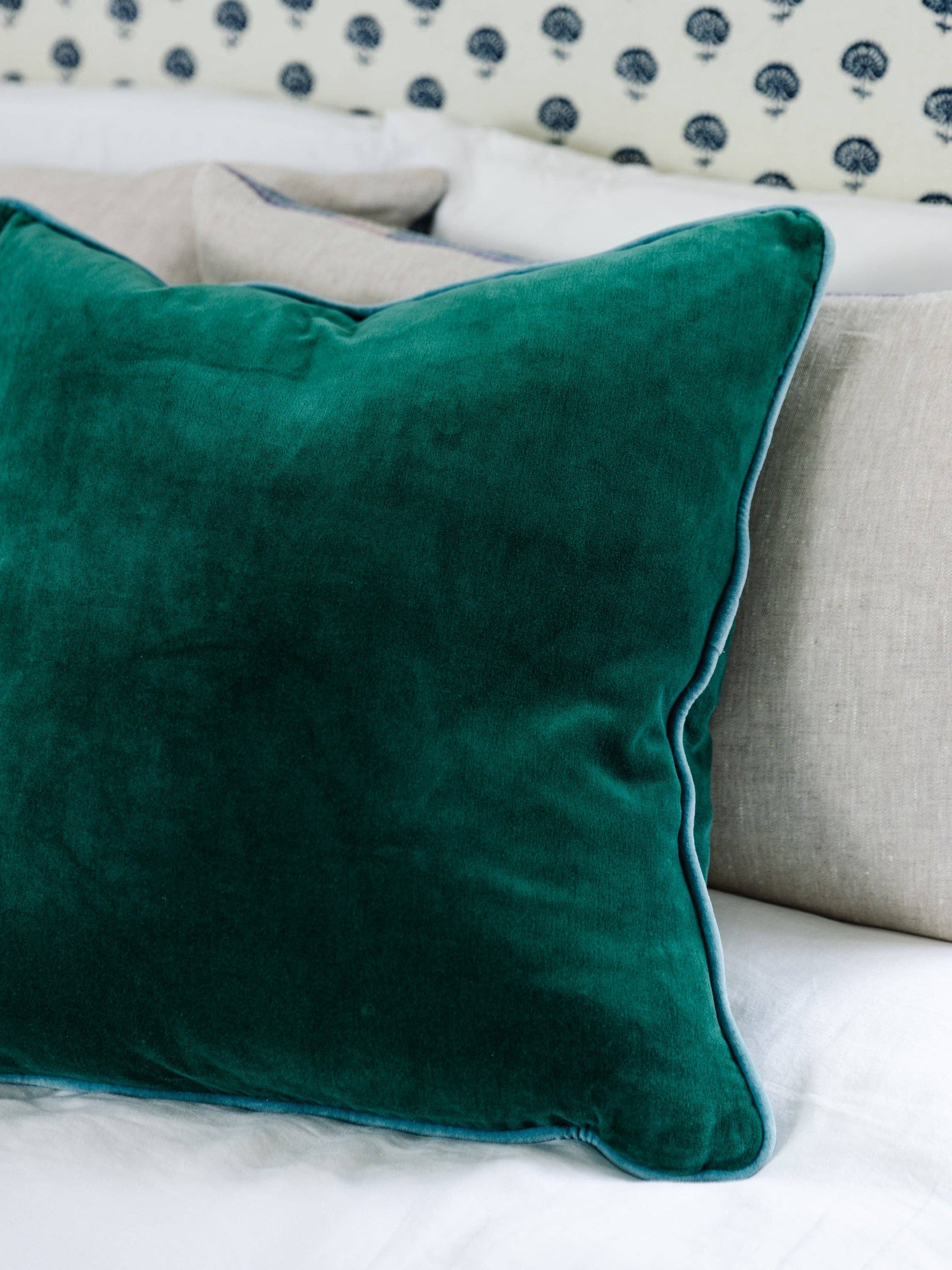 Green + Aqua Charliss Velvet Pillow