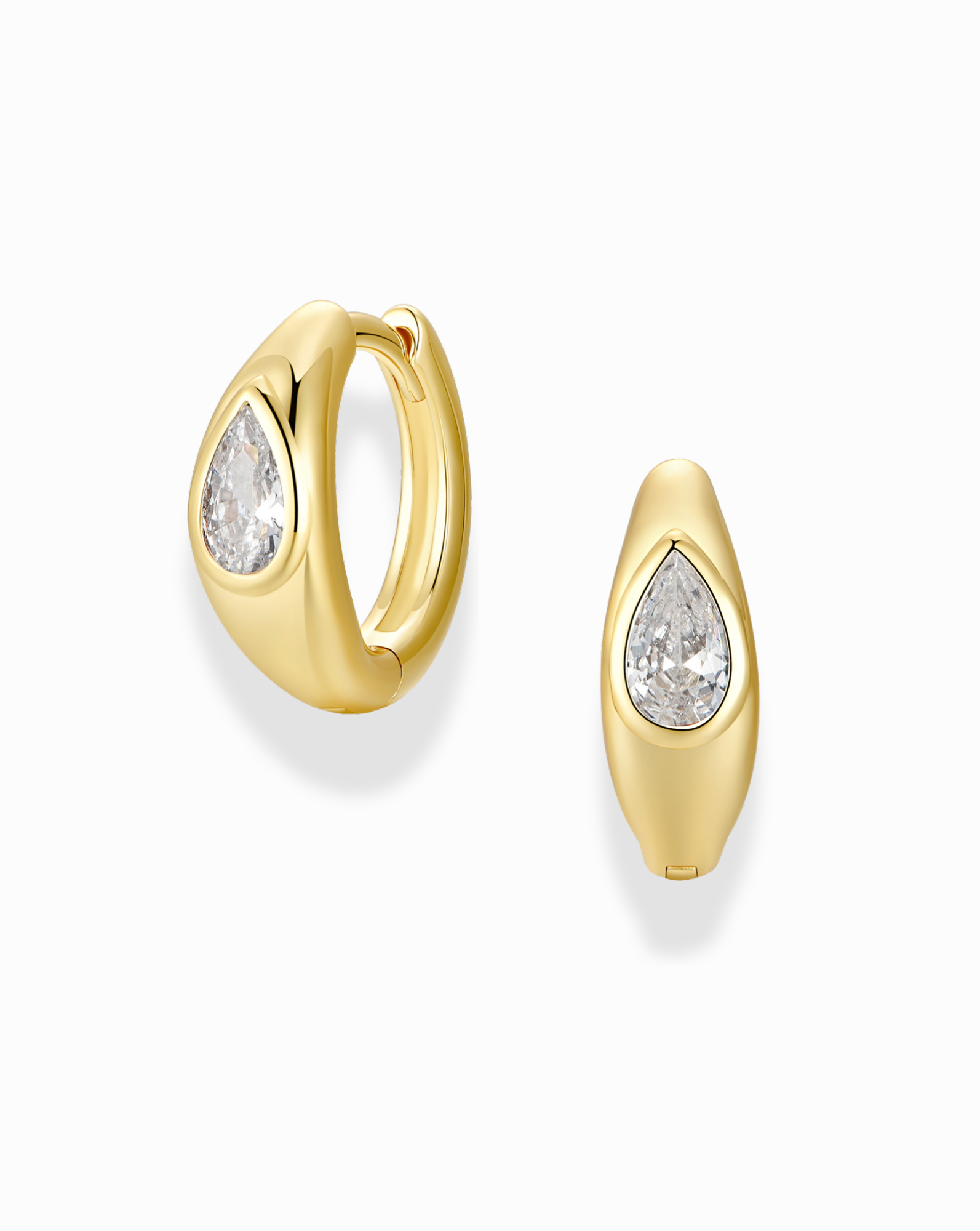 Cubic Zirconia Tally Pear Huggie Hoops