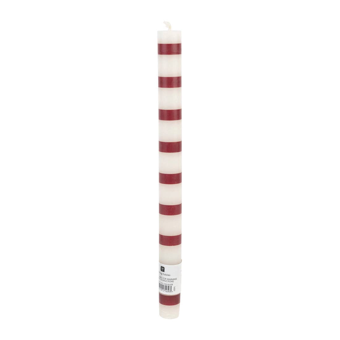 Burgundy &amp; White Stripe Dinner Candles