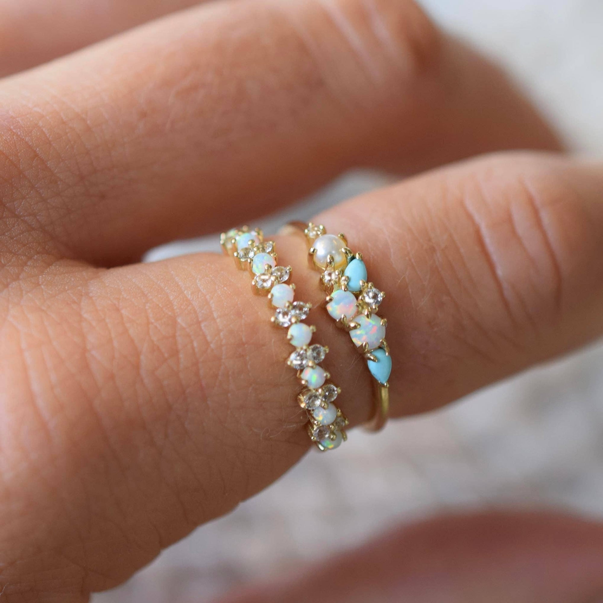 14kt Opal & Sapphire Pia Band - Box Turtle