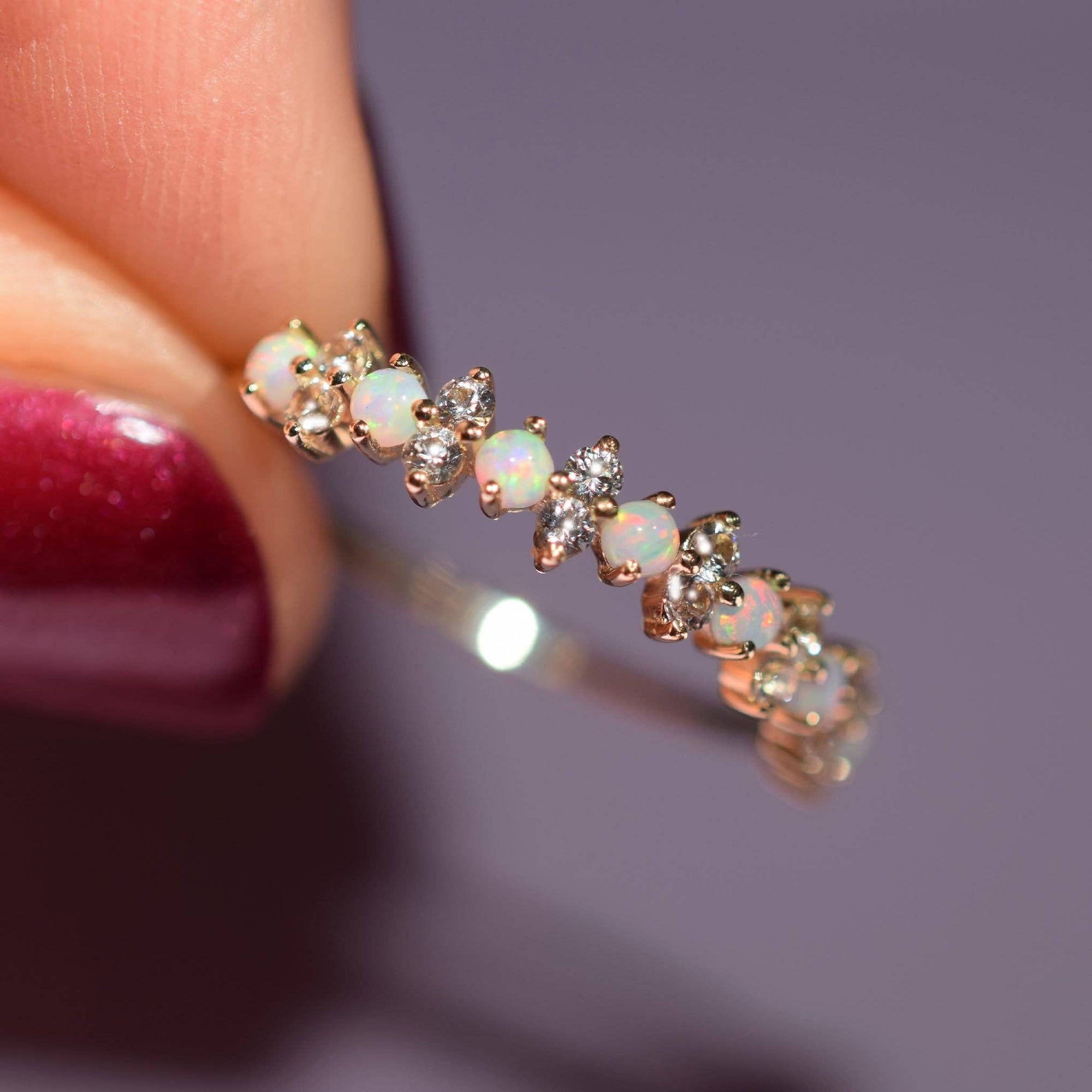 14kt Opal & Sapphire Pia Band - Box Turtle