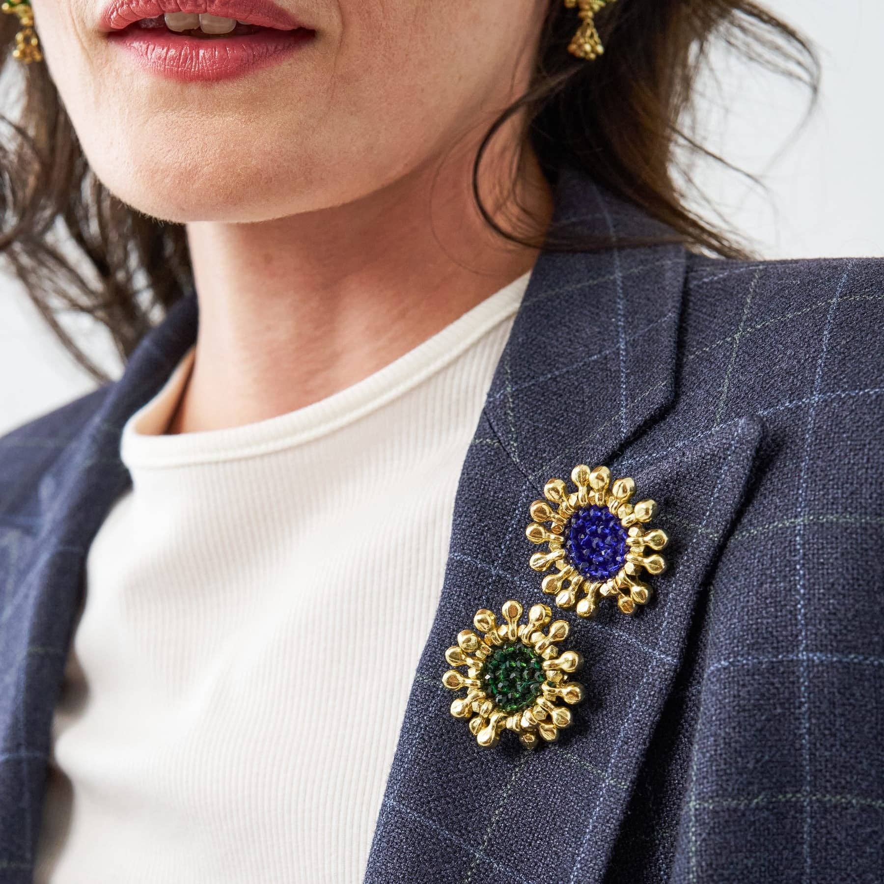 Johannah Crystal Emerald Brooch