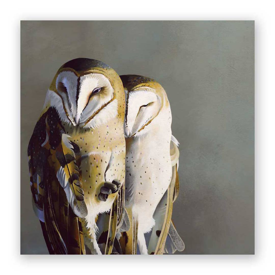 Barn Owl Pair Wood Wall Art