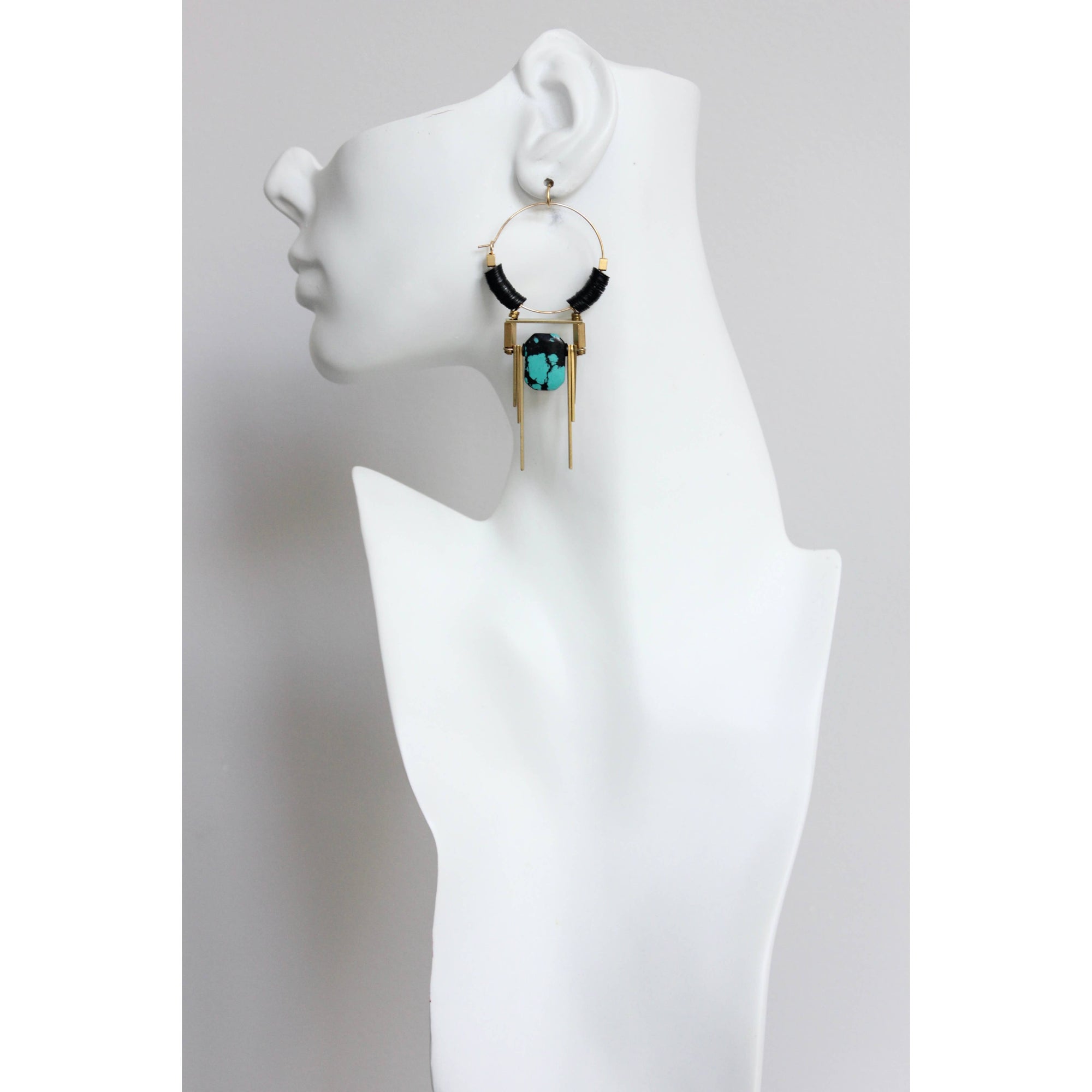 Art Deco Turquoise Hoops