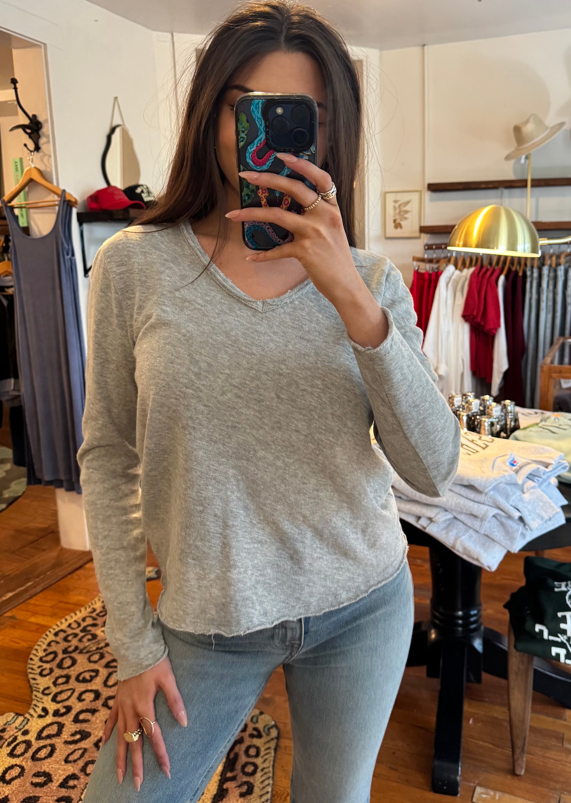 Long Sleeve Heather Grey Vanya Tee