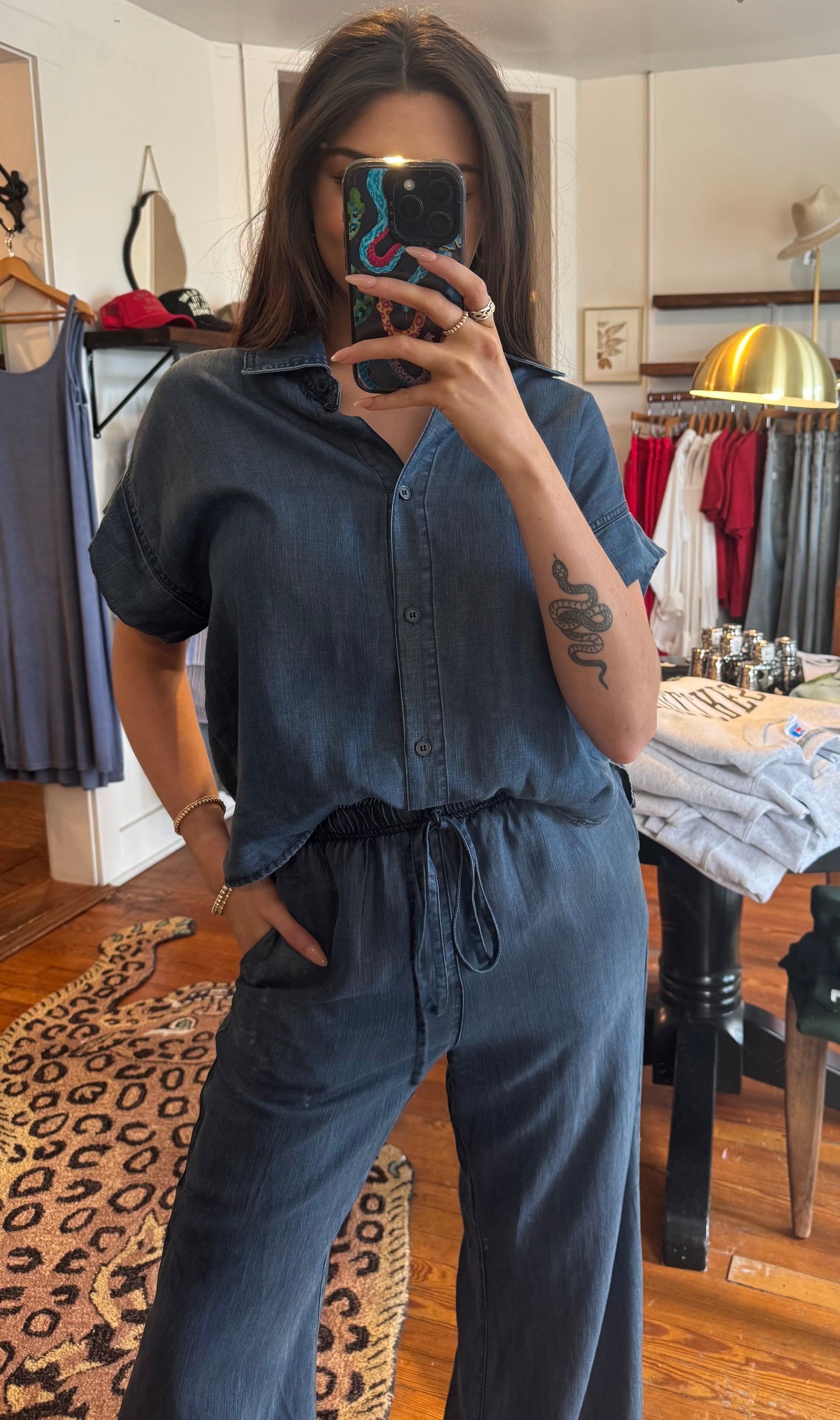 Navy Wash Wide Leg Jumper