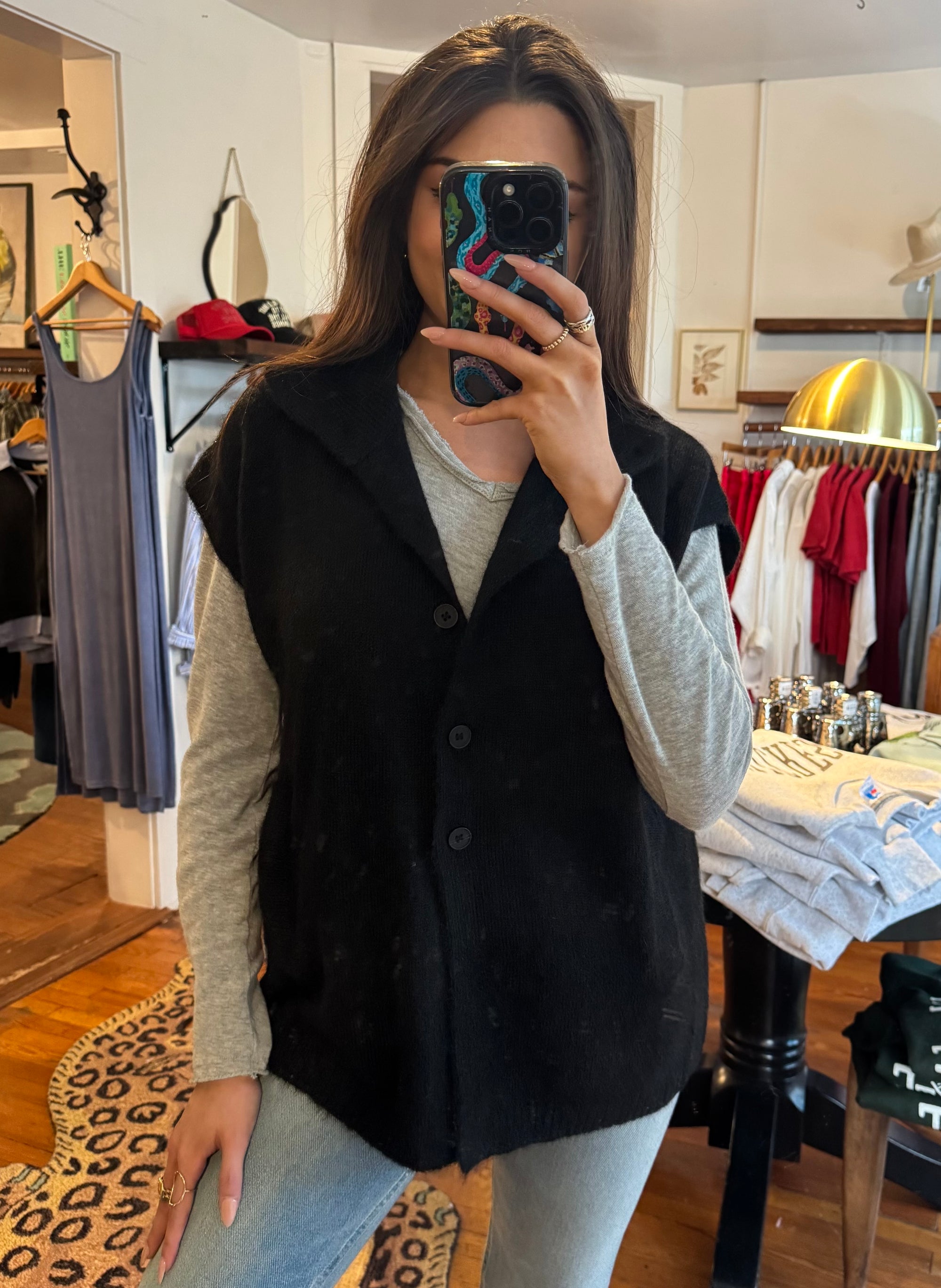Black Sleeveless Cardigan