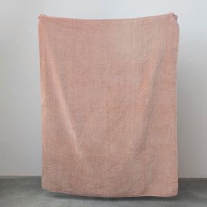 Peach Kantha Stitch Velvet Throw