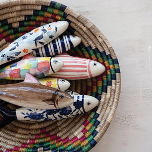 Hand-Painted Stoneware Fish Wall Decor