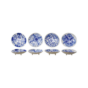 Blue & White Hand-Painted Footed Dish