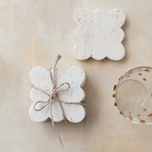 Travertine Coasters w/ Scalloped Edge