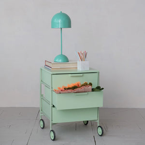 Semi-Circle Aqua Metal Table Lamp