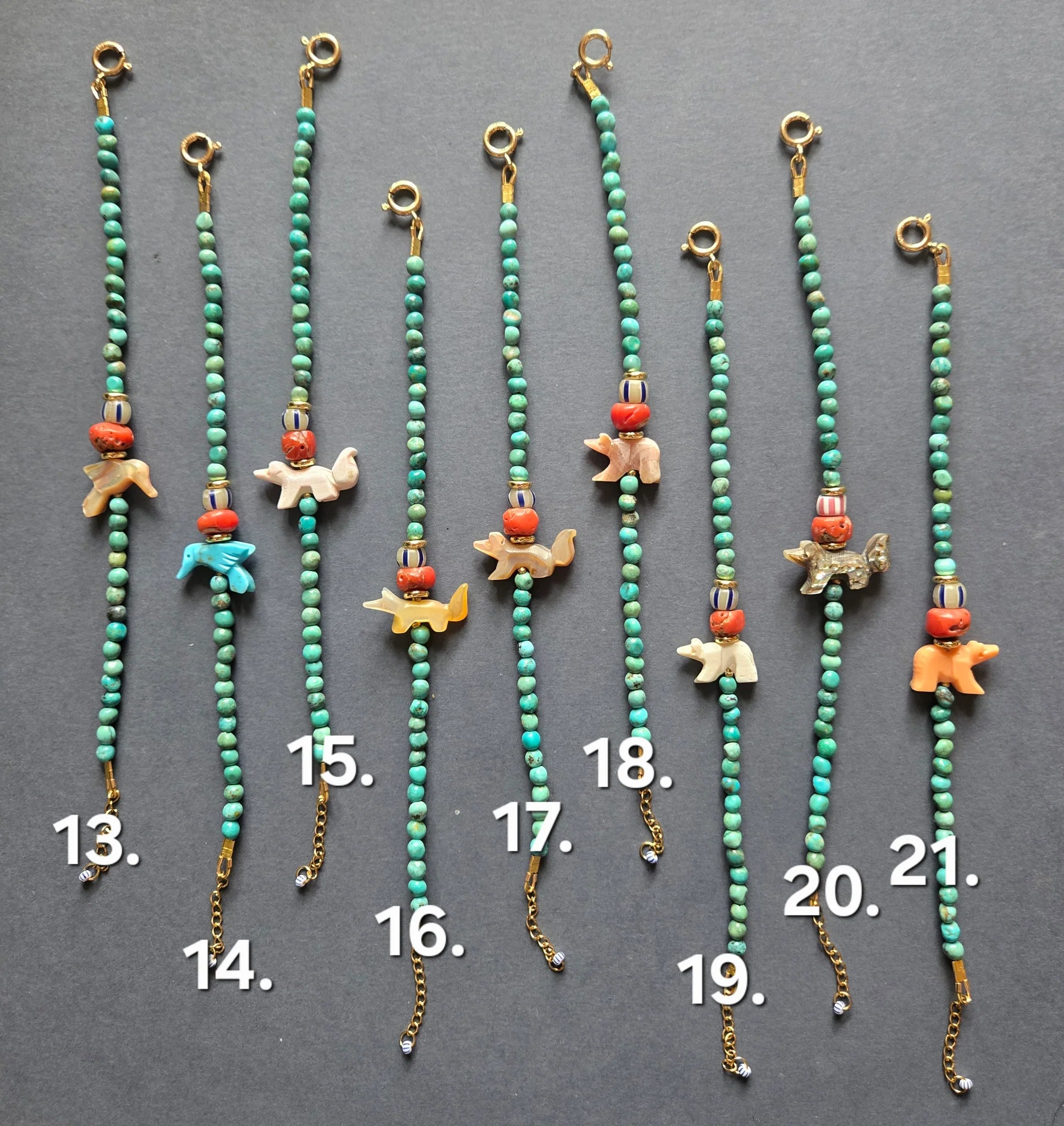 Natural Stone & Turquoise Animal Beaded Bracelet