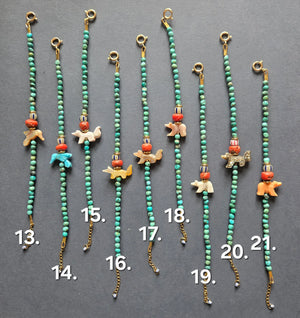 Natural Stone & Turquoise Animal Beaded Bracelet